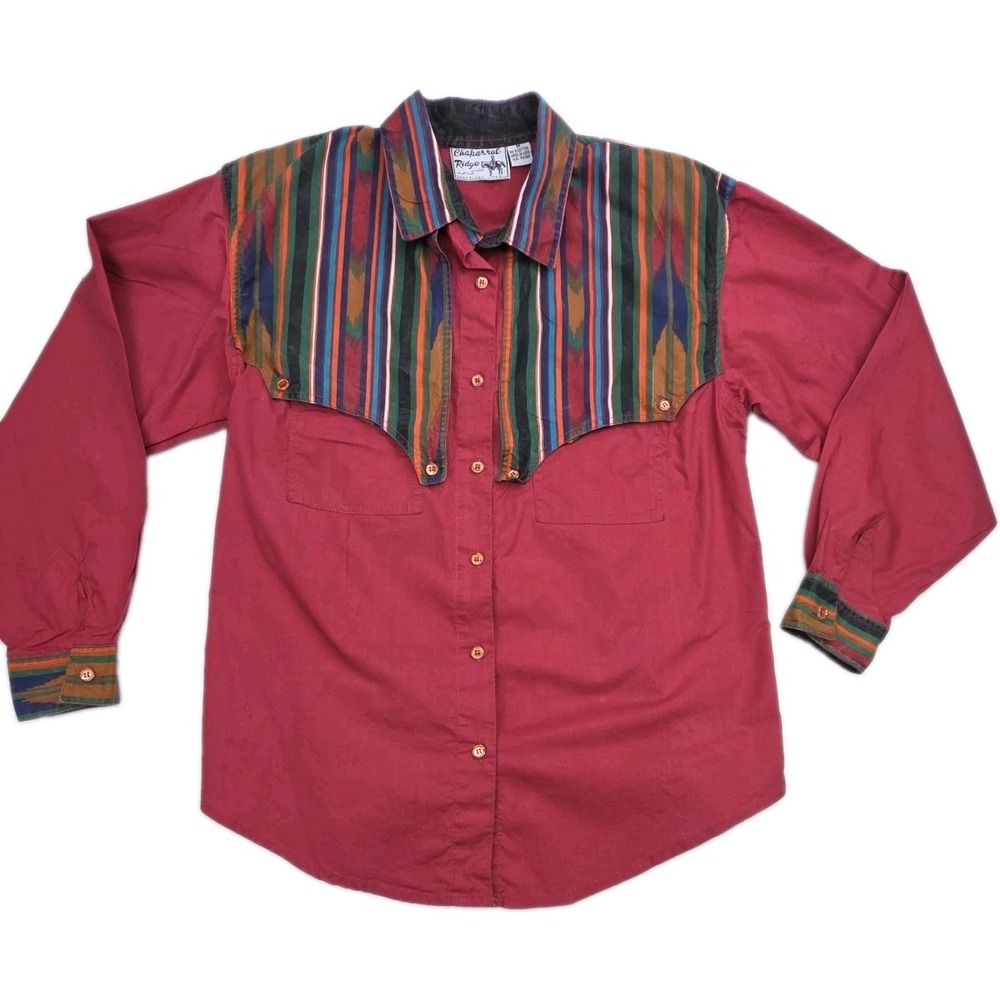 Vintage 1993 Aztec Western Yoke Long Sleeve Women Shirt Size M Chaparral Ridge